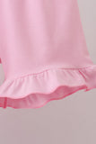 Pink Bow Smocked Swiss Dot Shorts Set - Aaria Tees Aaria Tees