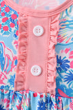 Pink tropical floral print ruffle bow bloomer set - Aaria Tees Aaria Tees