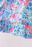 Pink tropical floral print ruffle shorts set - Aaria Tees Aaria Tees