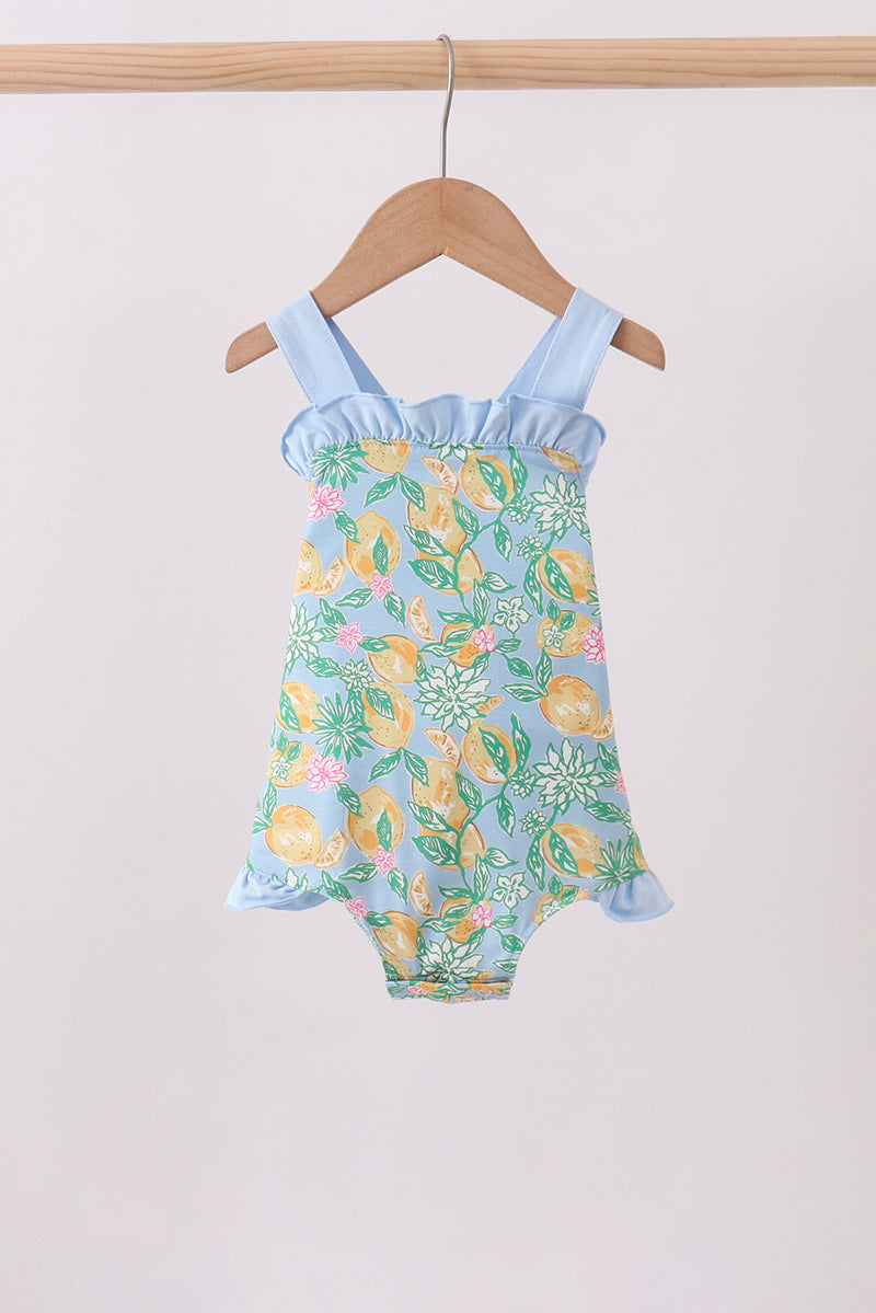 Green lemon print ruffle bubble - Aaria Tees