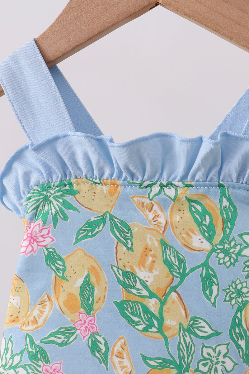 Green lemon print ruffle bubble - Aaria Tees Aaria Tees