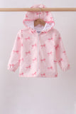 Pink bow print ruffle raincoat Aaria Tees