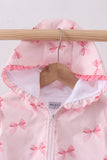 Pink bow print ruffle raincoat Aaria Tees