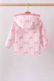 Pink bow print ruffle raincoat Aaria Tees