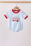Blue Fire Engine Stripe Embroidered Bubble Aaria Tees