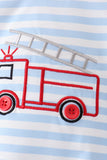 Blue Fire Engine Stripe Embroidered Bubble Aaria Tees