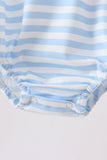 Blue Fire Engine Stripe Embroidered Bubble Aaria Tees