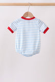 Blue Fire Engine Stripe Embroidered Bubble Aaria Tees