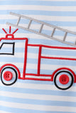 Blue Fire Engine Stripe Embroidered Set - Aaria Tees Aaria Tees