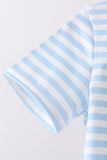 Blue Fire Engine Stripe Embroidered Set - Aaria Tees Aaria Tees