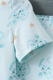 Blue Turtle Bamboo Pajama Set Aaria Tees