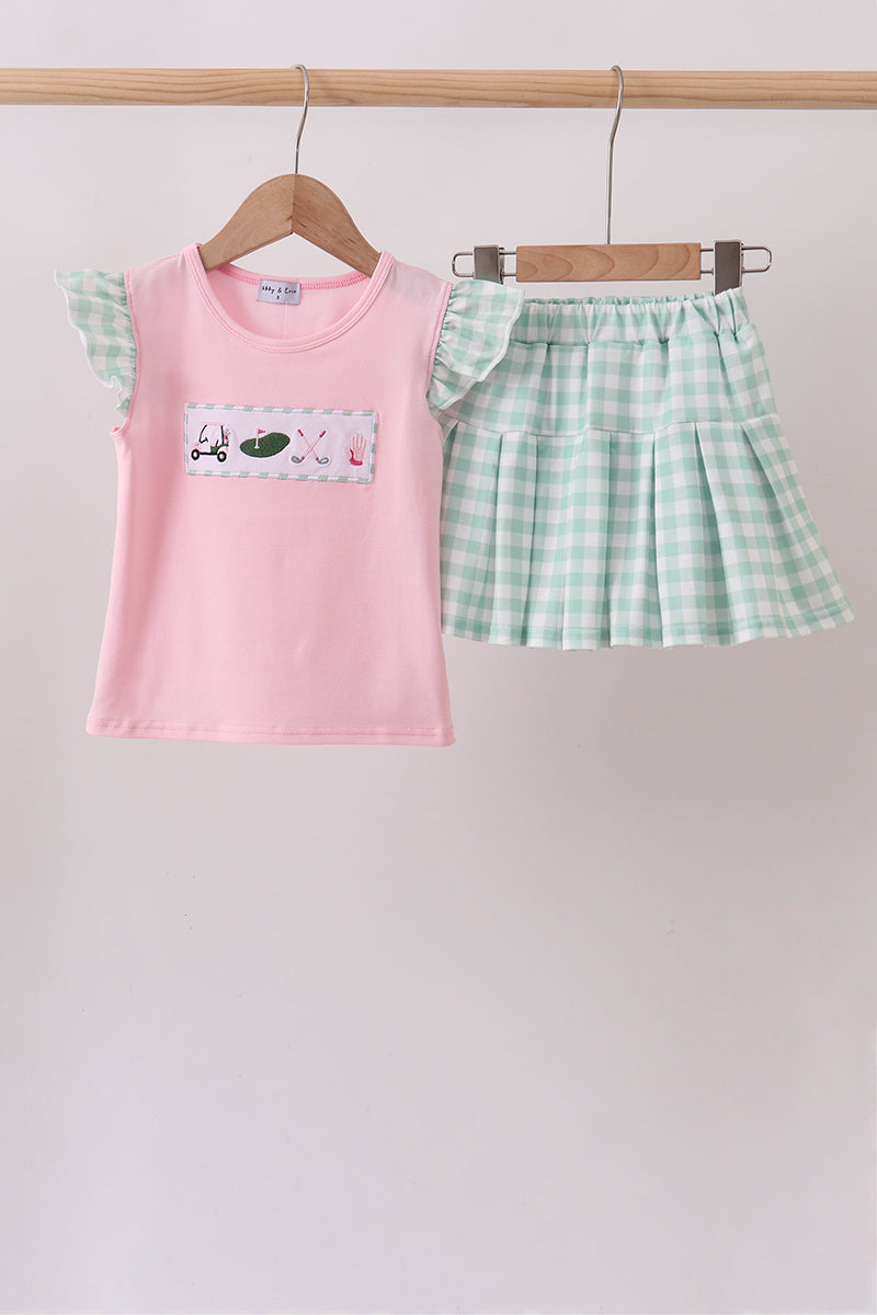 Green Golf Embroidered Skorts Set - Aaria Tees