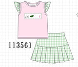 Green Golf Embroidered Skorts Set Aaria Tees