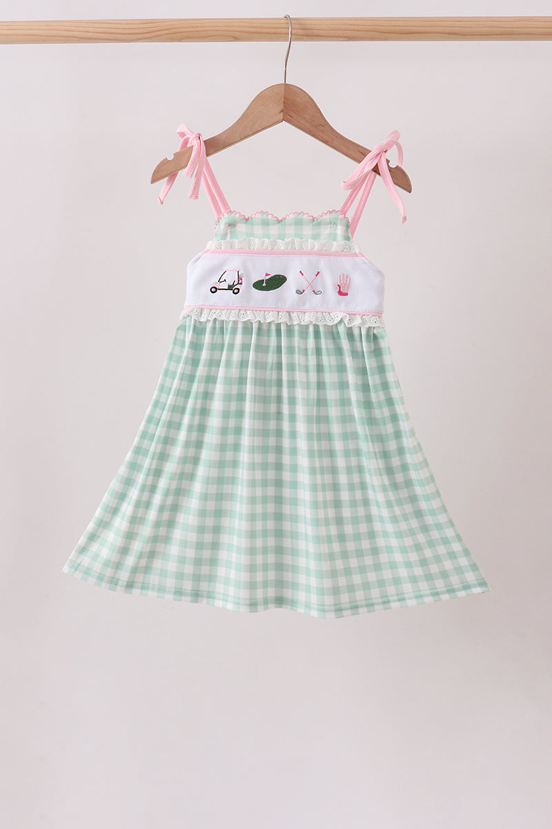 Green Golf Embroidered Dress - Aaria Tees Aaria Tees