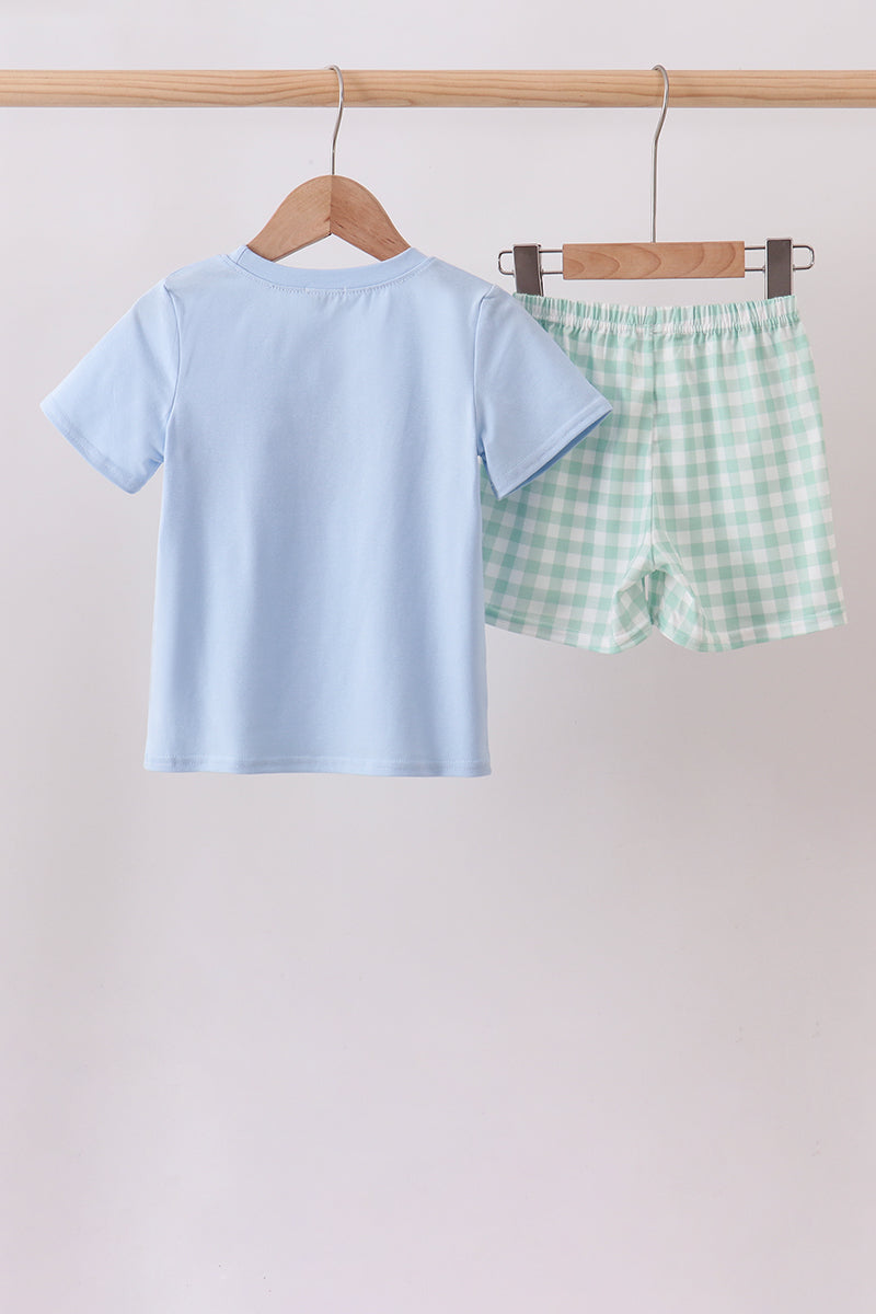 Green Golf Embroidered Gingham Set - Aaria Tees Aaria Tees