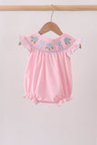 Pink Hydrangea Bow Smocked Bubble - Aaria Tees Aaria Tees