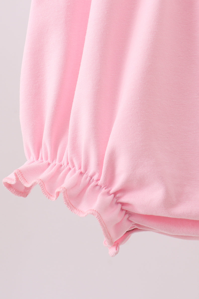 Pink Hydrangea Bow Smocked Bubble - Aaria Tees Aaria Tees
