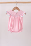 Pink Hydrangea Bow Smocked Bubble - Aaria Tees Aaria Tees