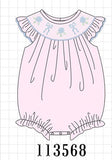 Pink Hydrangea Bow Smocked Bubble Aaria Tees