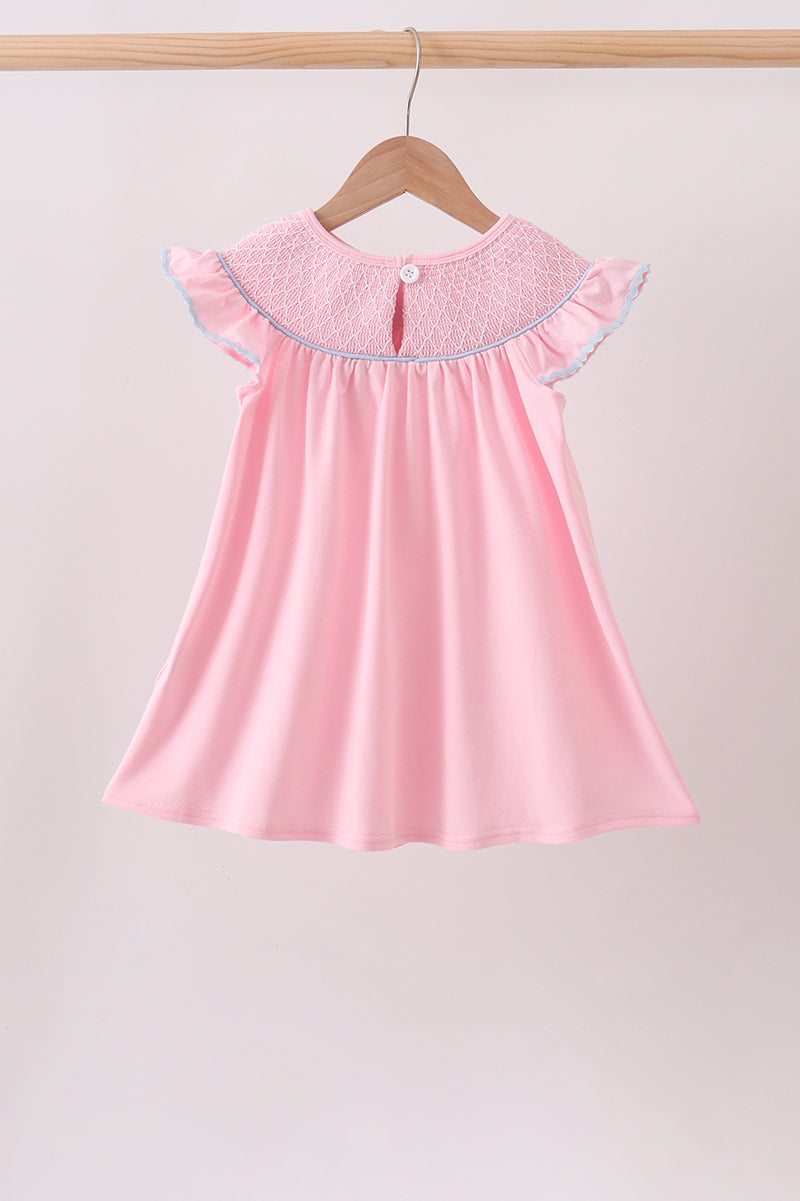 Pink Hydrangea Bow Smocked Dress - Aaria Tees Aaria Tees