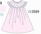 Pink Hydrangea Bow Smocked Dress Aaria Tees