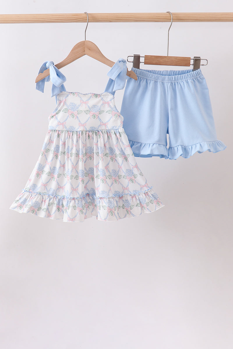 Blue Floral Knit Ruffle Set - Aaria Tees Aaria Tees