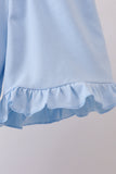 Blue Floral Knit Ruffle Set - Aaria Tees Aaria Tees