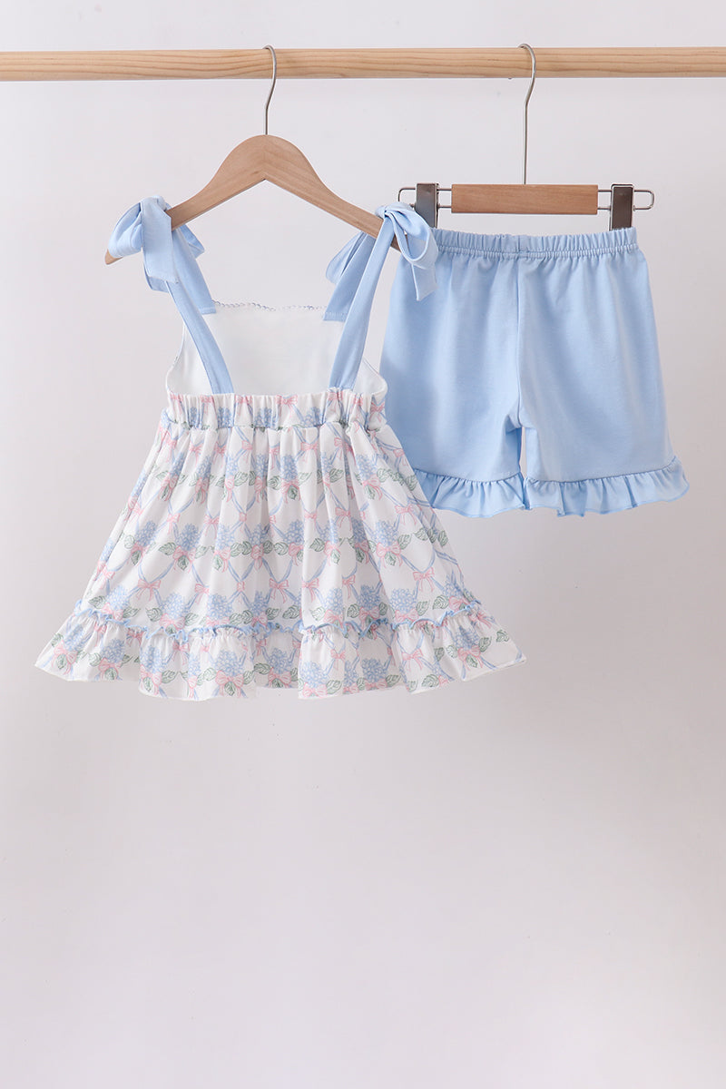 Blue Floral Knit Ruffle Set - Aaria Tees Aaria Tees