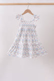 Blue Floral Ruffle Dress - Aaria Tees Aaria Tees