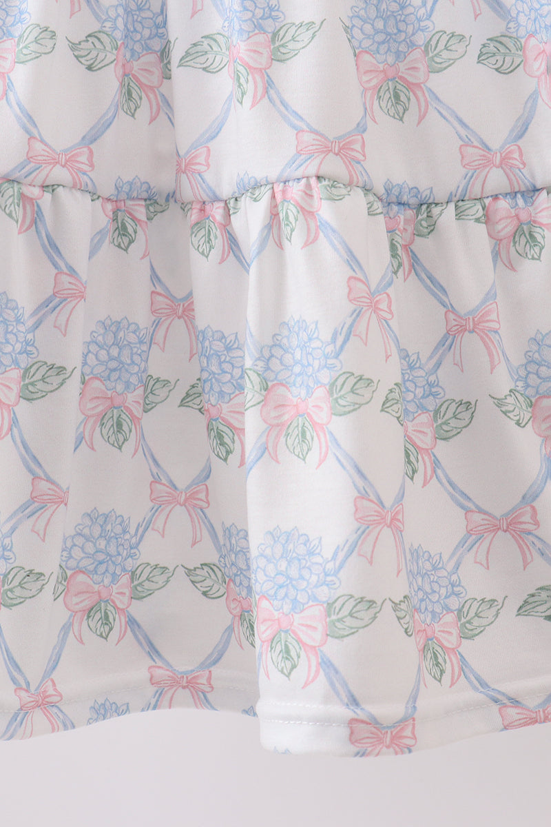 Blue Floral Ruffle Dress - Aaria Tees Aaria Tees
