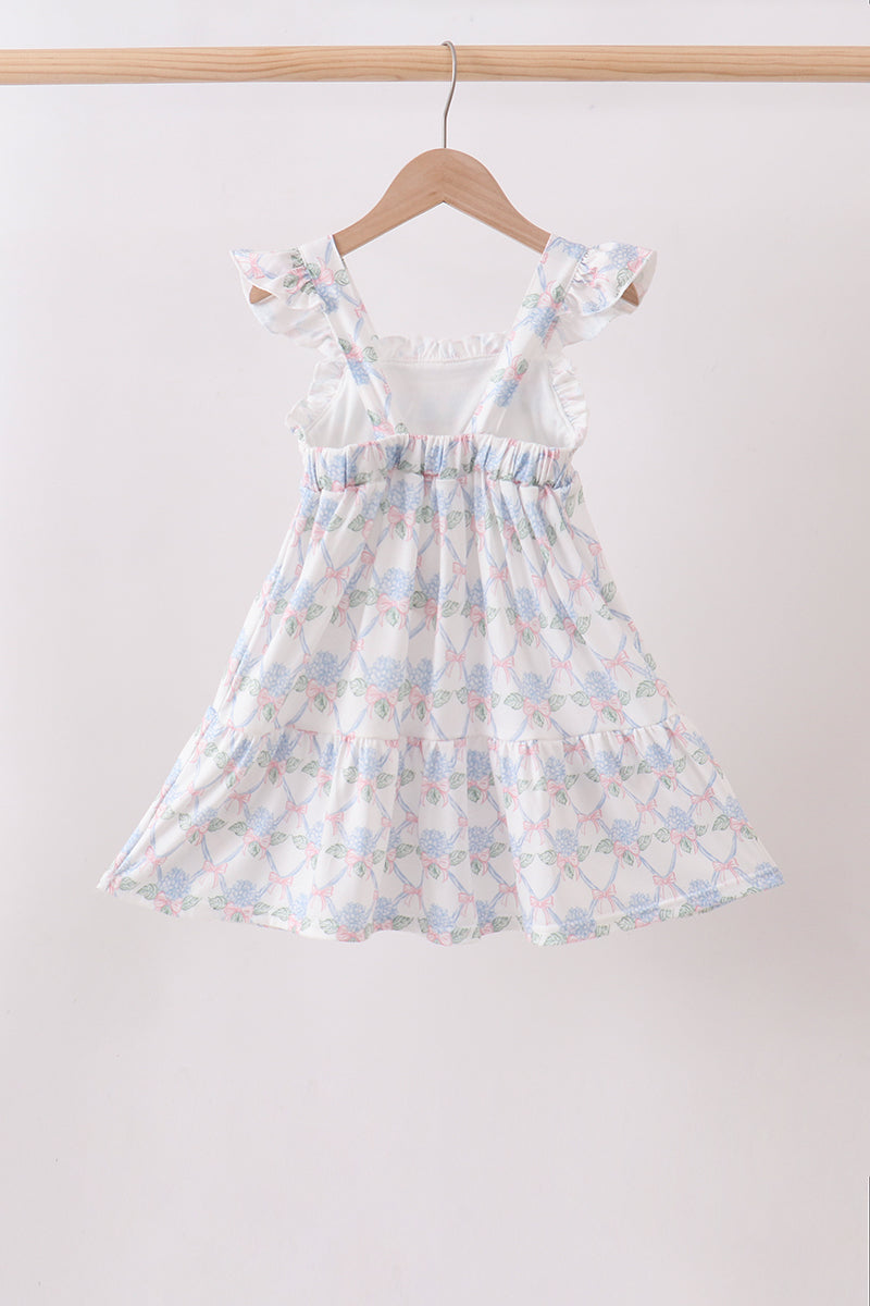 Blue Floral Ruffle Dress - Aaria Tees Aaria Tees