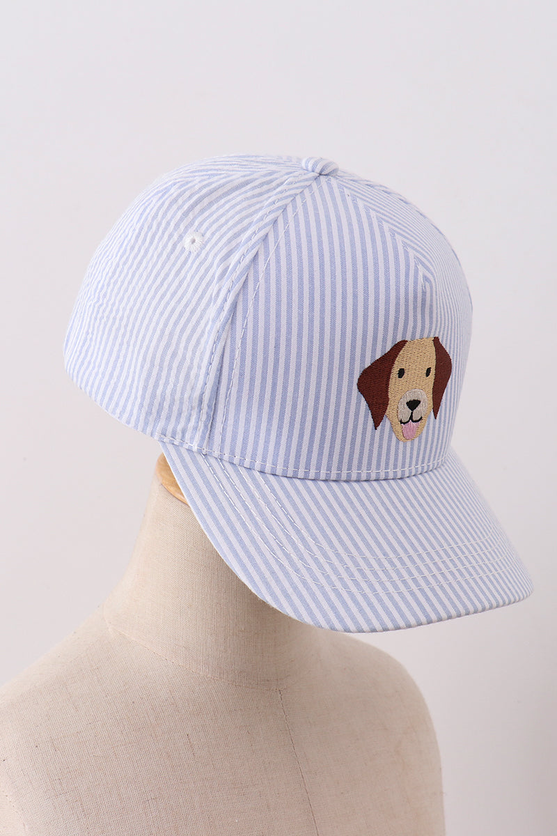 Puppy Embroidered Seersucker Cap - Aaria Tees