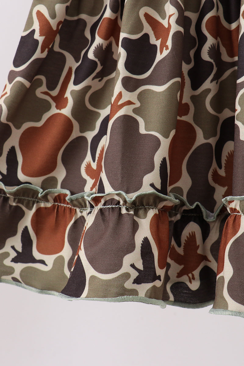 Camo Hunting Embroidered Ruffle Shorts Set - Aaria Tees Aaria Tees