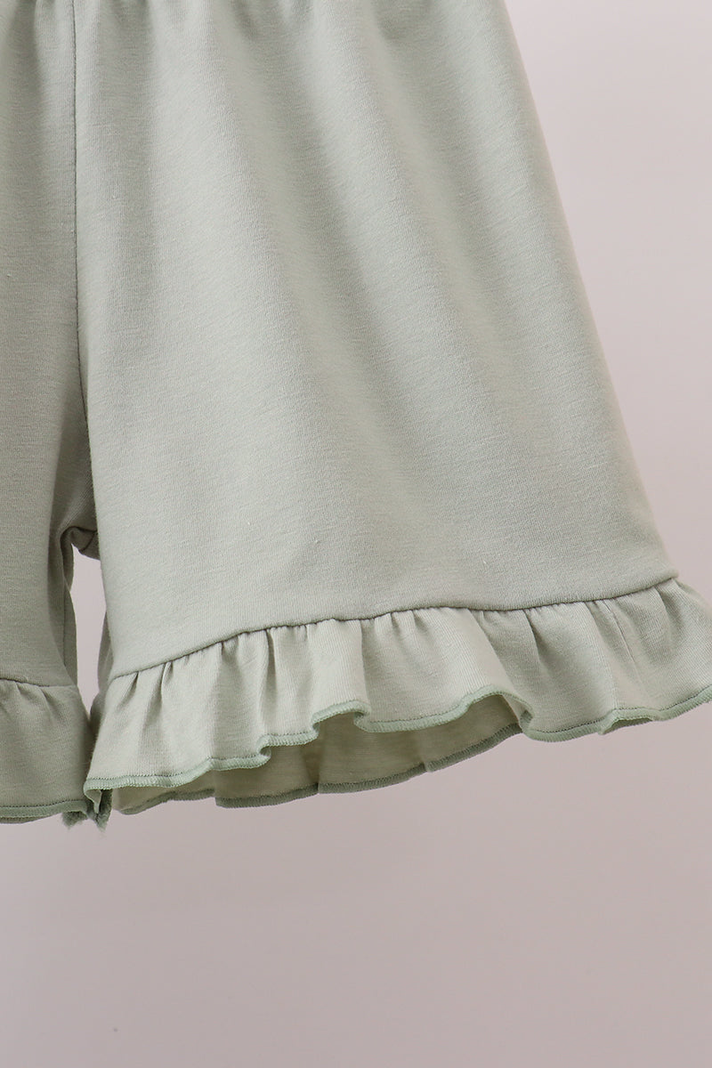 Camo Hunting Embroidered Ruffle Shorts Set - Aaria Tees Aaria Tees