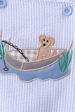 Blue Puppy Applique Seersucker Jon Jon Aaria Tees