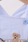 Blue Puppy Applique Seersucker Jon Jon Aaria Tees
