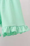 Green Bow Checkered Ruffle Shorts Set Aaria Tees
