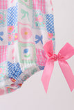 Green Bow Embroidered Checkered Bubble Aaria Tees