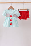 Blue Apple Smocked Bloomer Set - Aaria Tees Aaria Tees