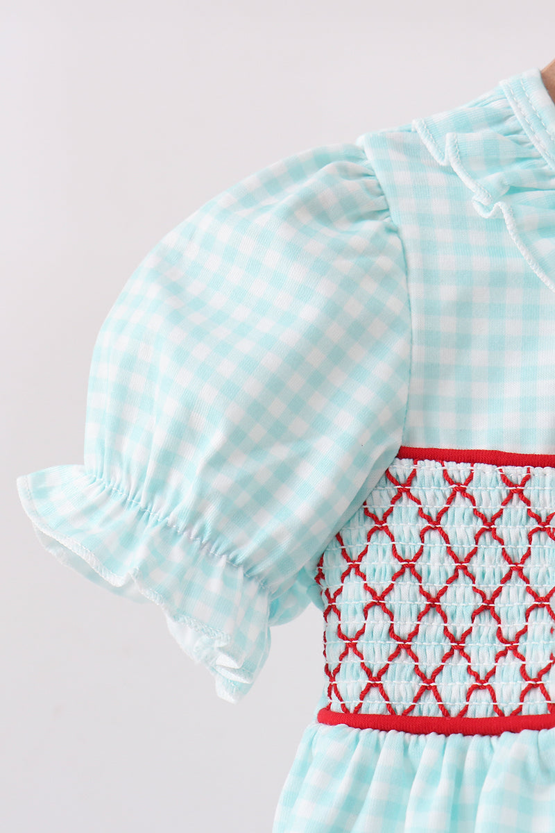 Blue Apple Smocked Bloomer Set - Aaria Tees Aaria Tees