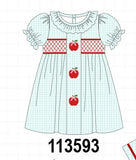 Blue Apple Smocked Dress Aaria Tees