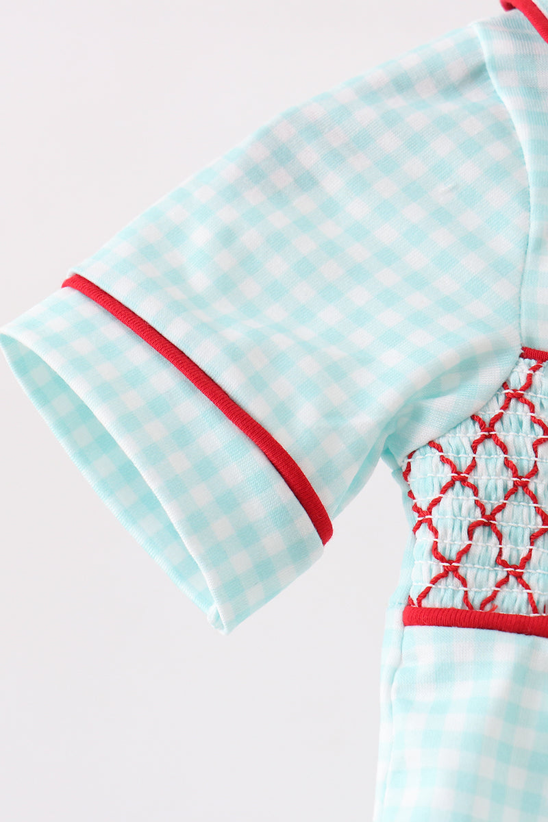 Blue Apple Smocked Bubble - Aaria Tees Aaria Tees