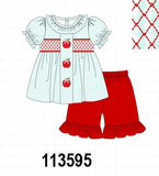 Blue Apple Smocked Ruffle Shorts Set Aaria Tees