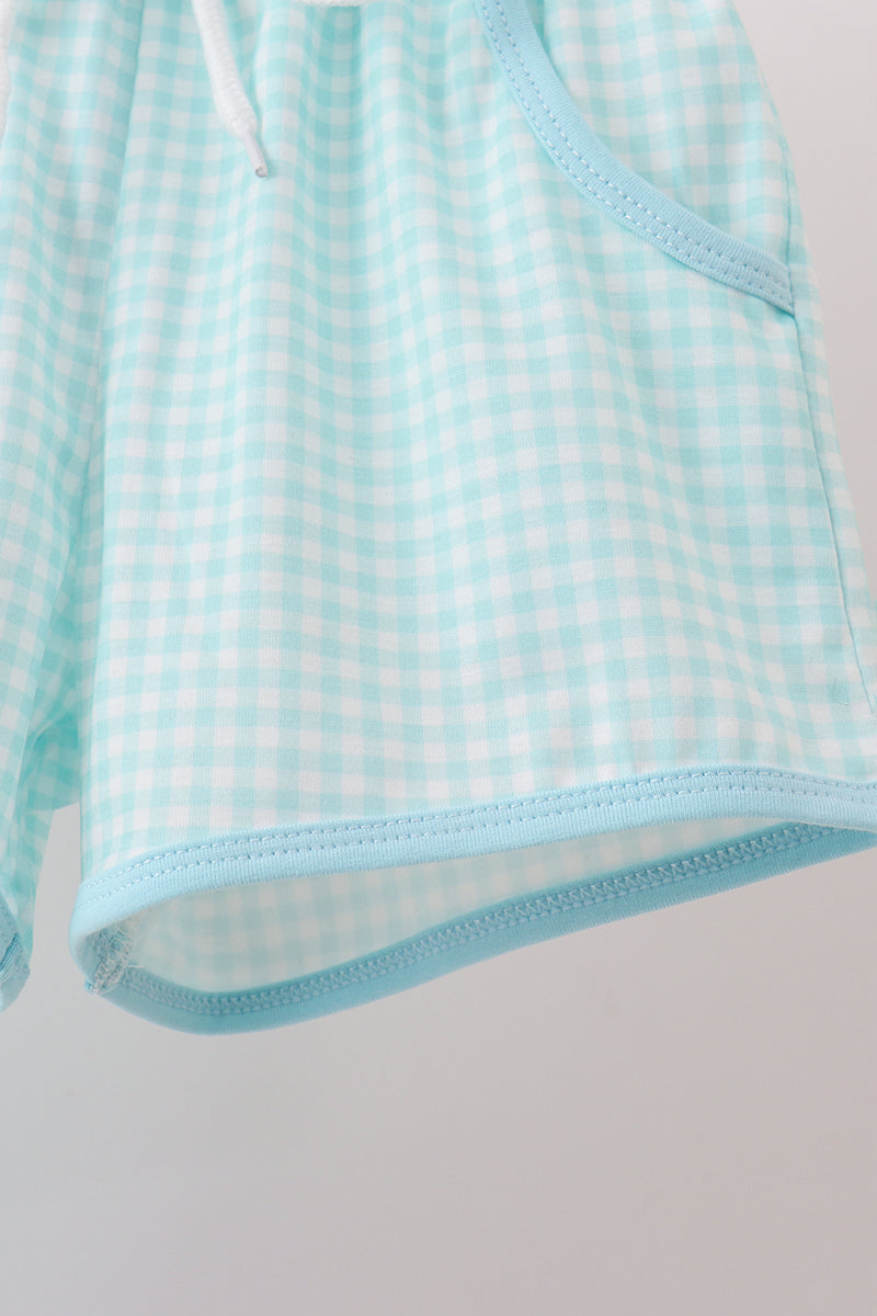 Blue Apple Embroidered Shorts Set - Aaria Tees Aaria Tees