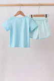 Blue Apple Embroidered Shorts Set - Aaria Tees Aaria Tees