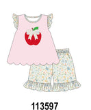 Pink Apple Bow Applique Set Aaria Tees