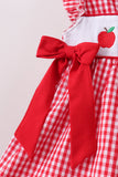 Red Apple Bow Smocked Gingham Ruffle Shorts Set - Aaria Tees Aaria Tees