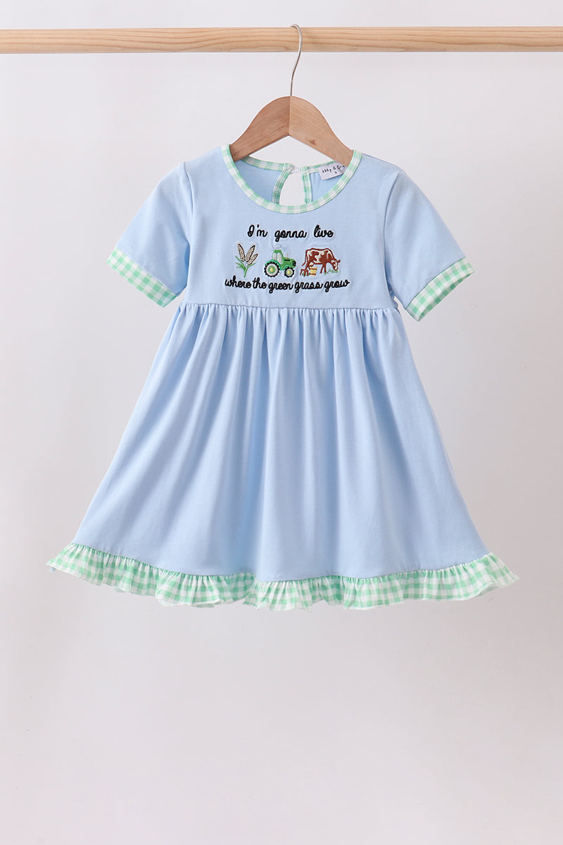 Blue Farm Embroidered Dress - Aaria Tees