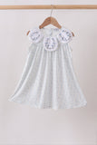 Blue Floral Embroidered Dress - Aaria Tees Aaria Tees