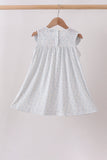 Blue Floral Embroidered Dress - Aaria Tees Aaria Tees